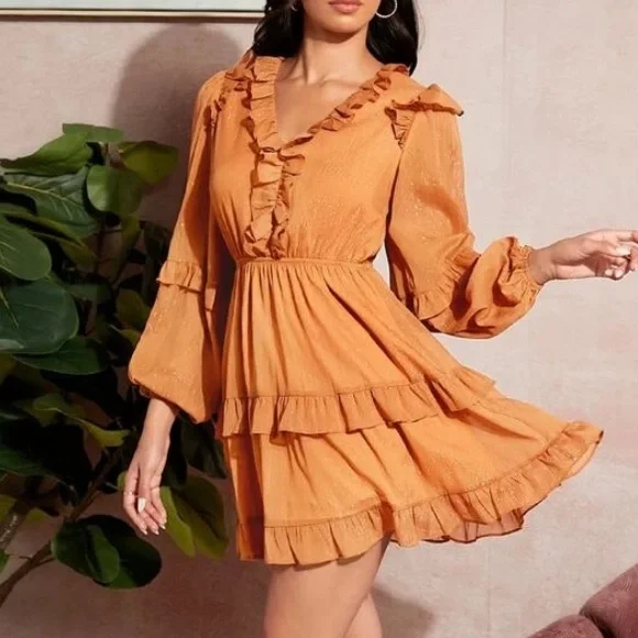 Shimmery Orange Dress - Picture 3 of 5